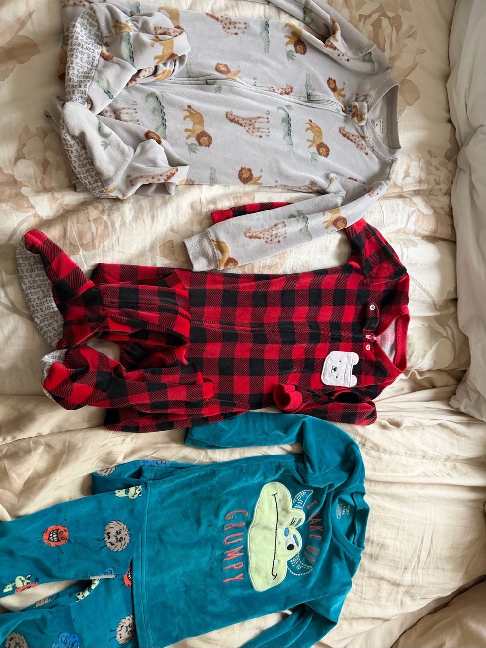 Carter's Red Black Buffalo Plaid Footed Pajamas